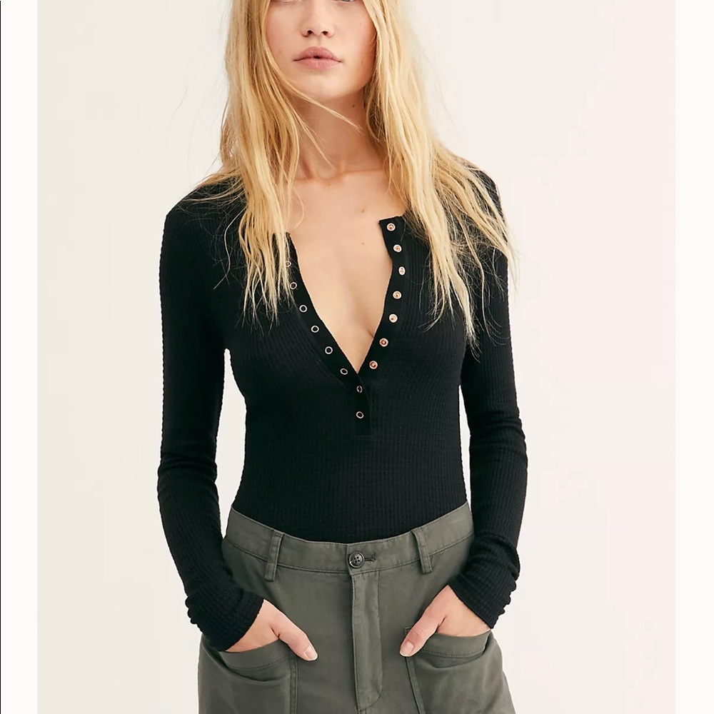 Free People One of the Girls Henley in Black